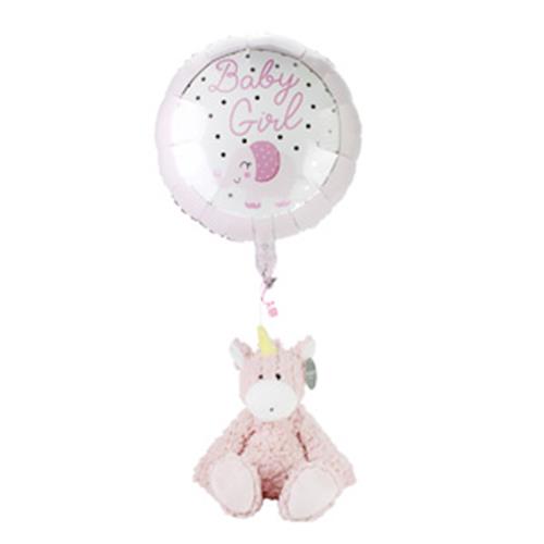 Magellica Unicorn with Baby Girl Balloon
